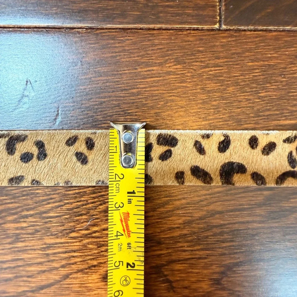 Banana Republic Womens Leopard Calf Hair Leather Belt Small Gold Buckle 230640